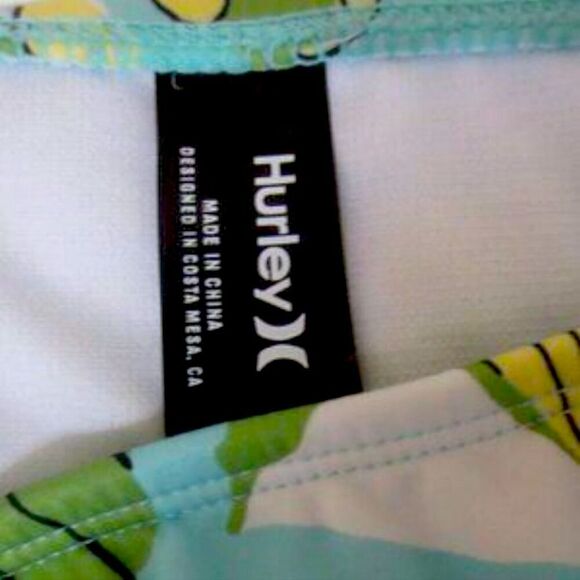 Hurley Green Tropical Strappy Cutout Bikini Swim Top Matching Bottoms Set - Picture 8 of 9